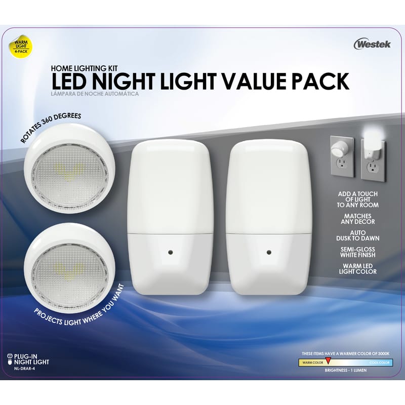Westek NL-DRAR-4 Automatic Plug-in Aria Curved and Directional LED Night Light