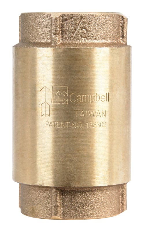Campbell CV-6TLF 1-1/2 in. D X 1-1/2 in. D FNPT x FNPT Red Brass Spring Loaded Check Valve