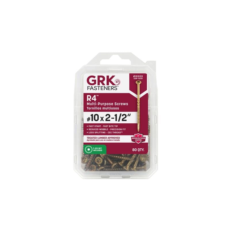 GRK Fasteners 103133 No. 10 X 2-1/2 in. L Star Climatek W-Cut Multi-Purpose Screws 80 pk
