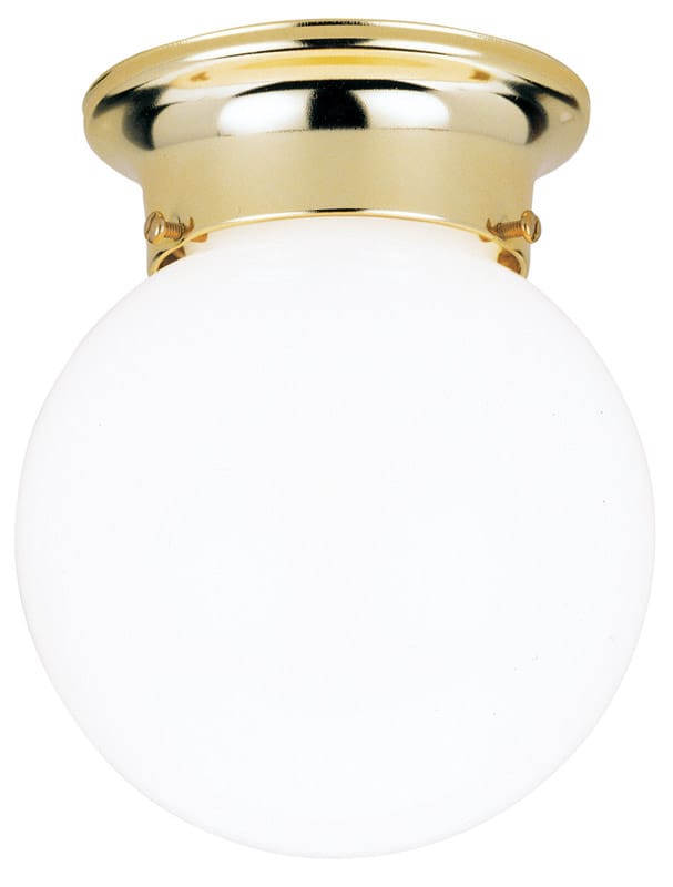 Westinghouse 6667700 7-1/4 in. H X 6 in. W X 6 in. L Polished Brass White Ceiling Light