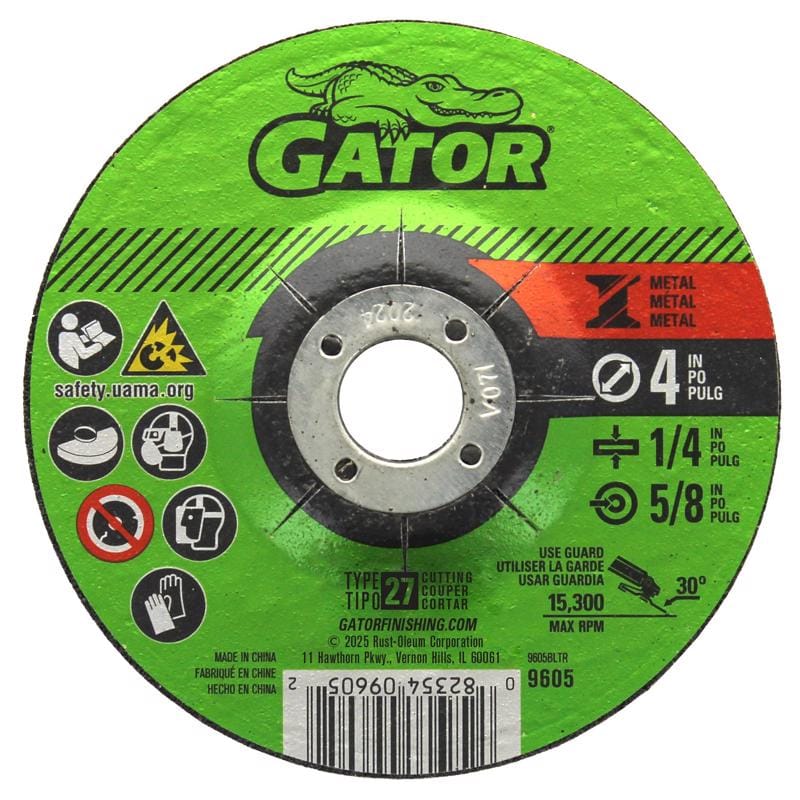 Gator 9605 4 in. D X 5/8 X 1/4 in. thick Metal Grinding Wheel 1 pc