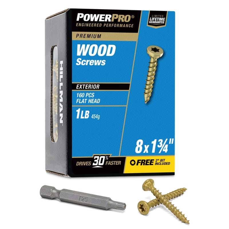 Hillman 48596V4 Power Pro No. 8 X 1-3/4 in. L Star Bronze Ceramic Coarse Wood Screws 160 pk