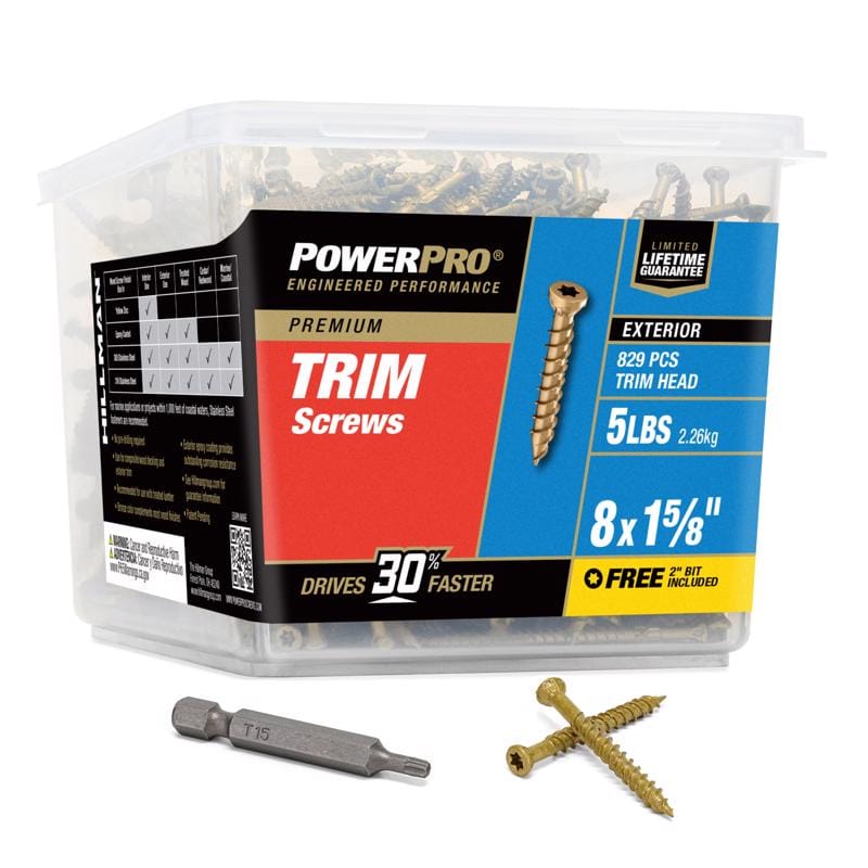 Hillman 48635V4 Power Pro No. 8 X 1-5/8 in. L Star Bronze Ceramic Coarse Screws 829 pk