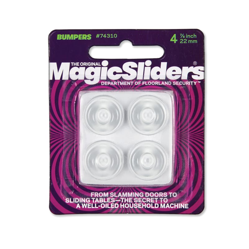 Magic Sliders 74310 Rubber Self Adhesive Bumper Pad Clear Round 7/8 in. W X 7/8 in. L 4 pk