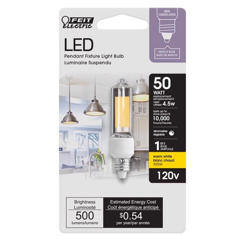 Feit BP50MC/830/LED T4 E11 LED Bulb Warm White 50 Watt Equivalence 1 pk