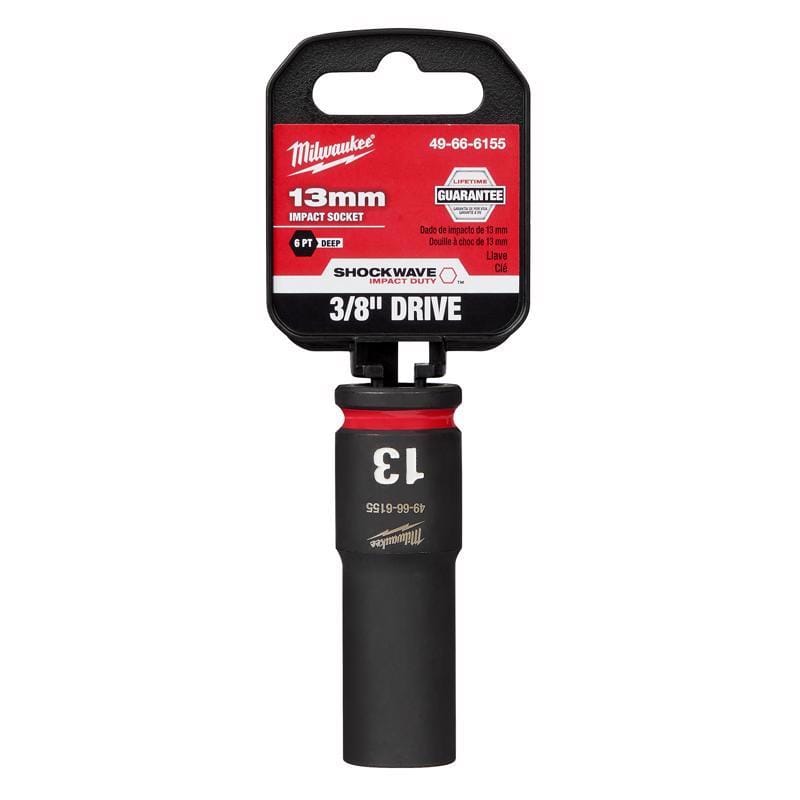 Milwaukee 49-66-6155 Shockwave 13 mm X 3/8 in. drive Metric 6 Point Deep Impact Socket 1 pc