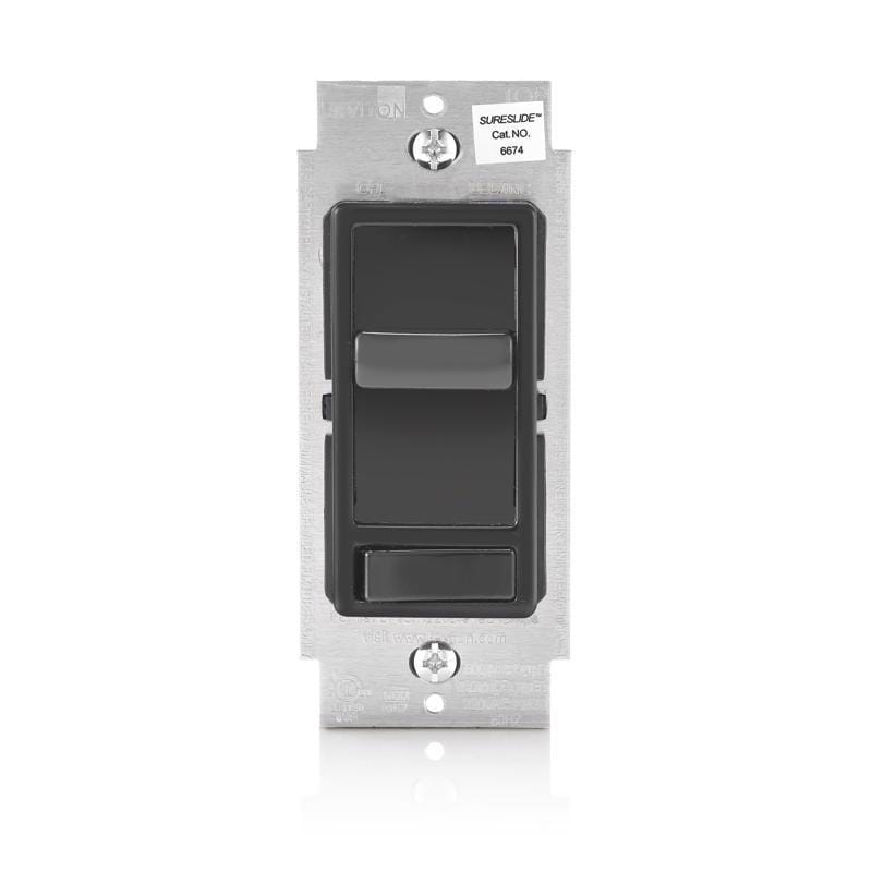 Leviton 66741-00E Decora SureSlide Black 600 W Slide Dimmer Switch 1 pk