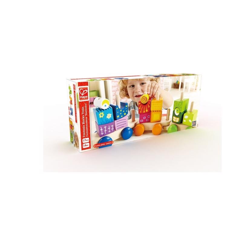 Hape E0417 Fantasia Block Train Multicolored 17 pc