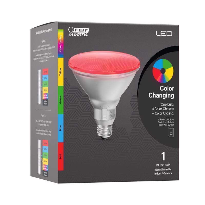 Feit PAR38/90W/RGBY PAR38 E26 (Medium) LED Floodlight Bulb Color Changing 90 Watt Equivalence 1 pk