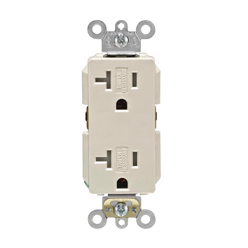 Leviton TDR20-00T Decora Plus 20 amps 125 V Duplex Light Almond Outlet 5-20R 1 pk