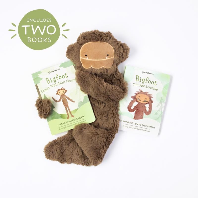 Slumberkins BBS-BIG Bigfoot's Self-Esteem Plush & Book Snuggler Set Brown 3 pc