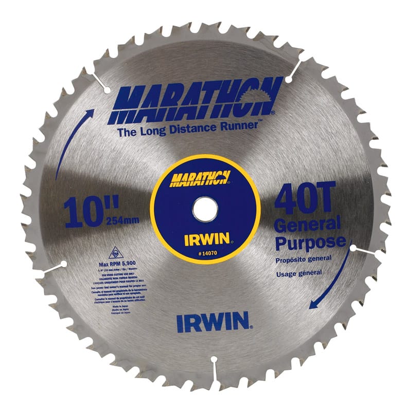 Irwin 14070 Marathon 10 in. D X 5/8 in. Carbide Miter and Table Saw Blade 40 teeth 1 pk