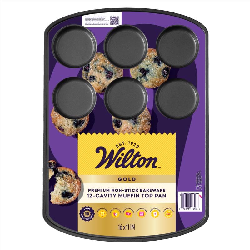 Wilton 191011494 Gold 11 in. W X 16 in. L 12 Cavity Muffin Top Muffin Pan Black 1 pc