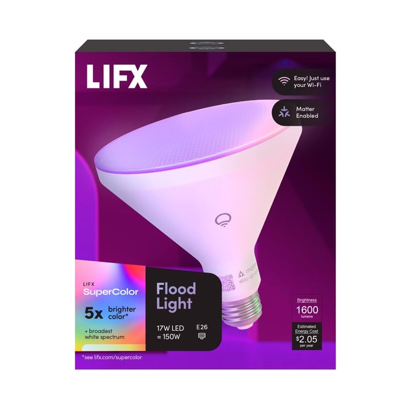 Lifx LXPAR381600RGBW Smart Home PAR38 E26 (Medium) Smart-Enabled LED Bulb Color Changing 150 Watt Equivalence 1 pk