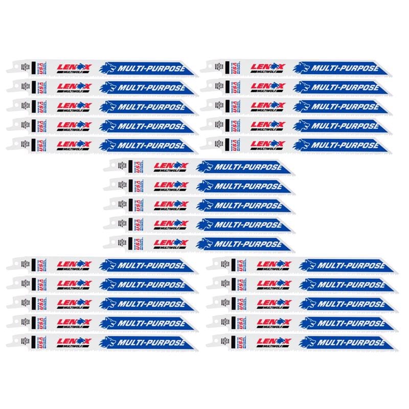 Lenox 20590B810R MULTIWOLF 8 in. Bi-Metal WAVE EDGE Reciprocating Saw Blade 10 TPI 25 pk