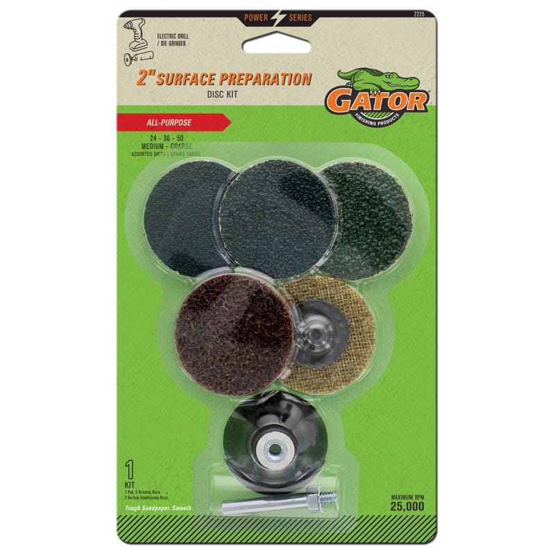 Gator 2225 Power Series 2 in. Synthetic/Wool Blend Twist and Lock Sanding Disc Kit Assorted Grit Medium 6