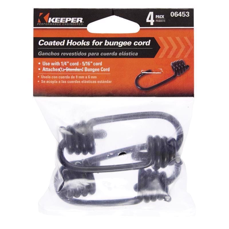 Keeper 06453 Black Bungee Cord Hooks 3 in. L X 1/4 to 5/16 in. 4 pk