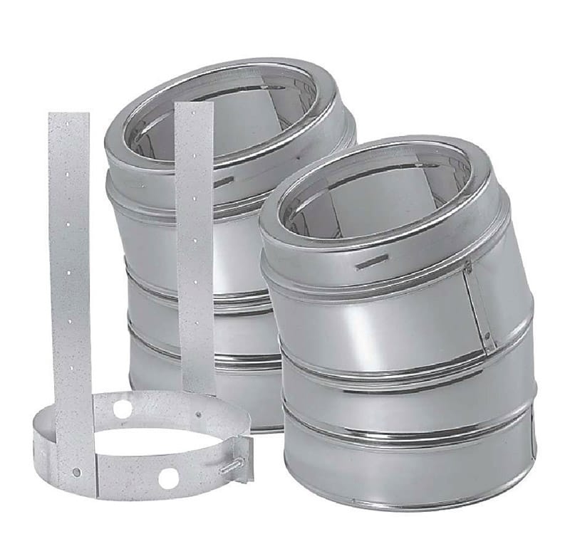 DuraVent 6DP-E30K DuraPlus 6 in. D X 6 in. D 30 deg Galvanized Steel Elbow Kit with Strap