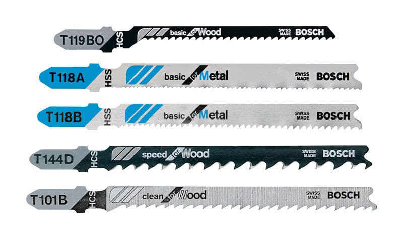 Bosch T500 High Carbon Steel T-Shank Jig Saw Blade Set Assorted TPI 5 pk