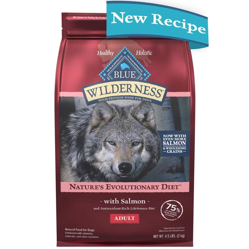 Blue Buffalo 597169 Wilderness Adult Salmon Dry Dog Food Grain Free 4.5 lb
