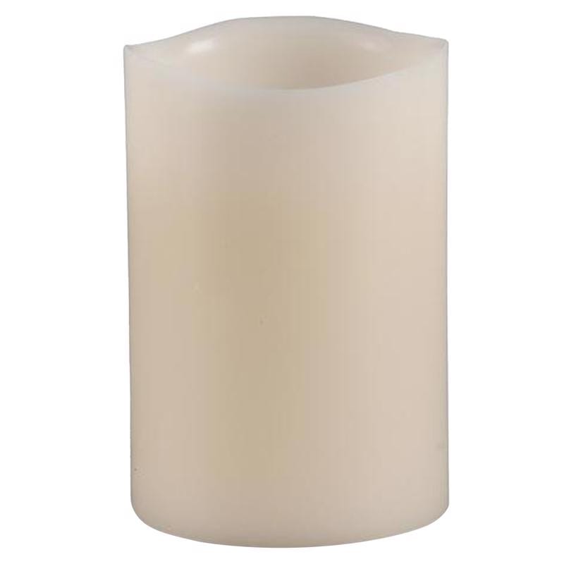 Gerson 33078 Everlasting Glow Bisque Vanilla Scent Melted Edge Pillar Flameless Flickering Candle