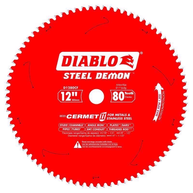 Diablo D1280CF Steel Demon 12 in. D X 1 in. Cermet Cermet Metal Saw Blade 80 teeth 1 pk