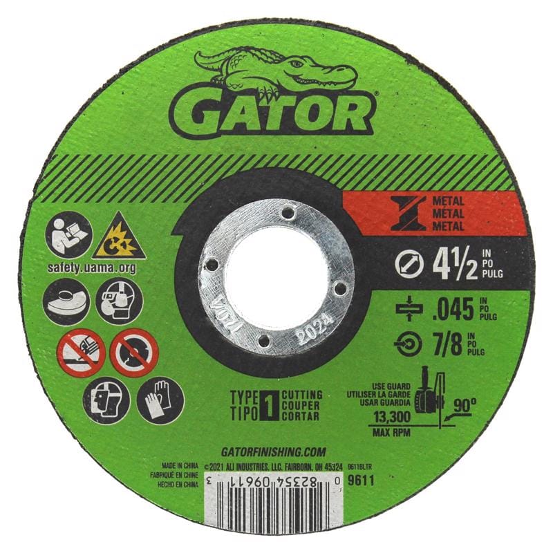 Gator 9611 4-1/2 in. D X 7/8 in. X .045 in. thick Aluminum Oxide Type 1 Metal Cut-Off Blade 1 pc