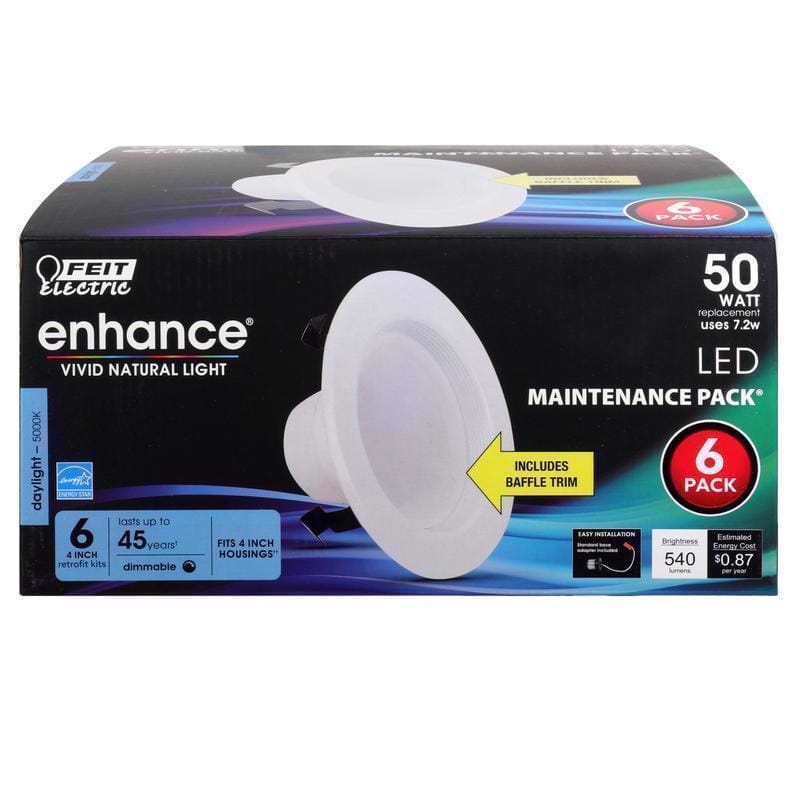 Feit LEDR4B950CAMP6 Enhance Daylight 4 in. W LED Dimmable Recessed Downlight 7.2 W