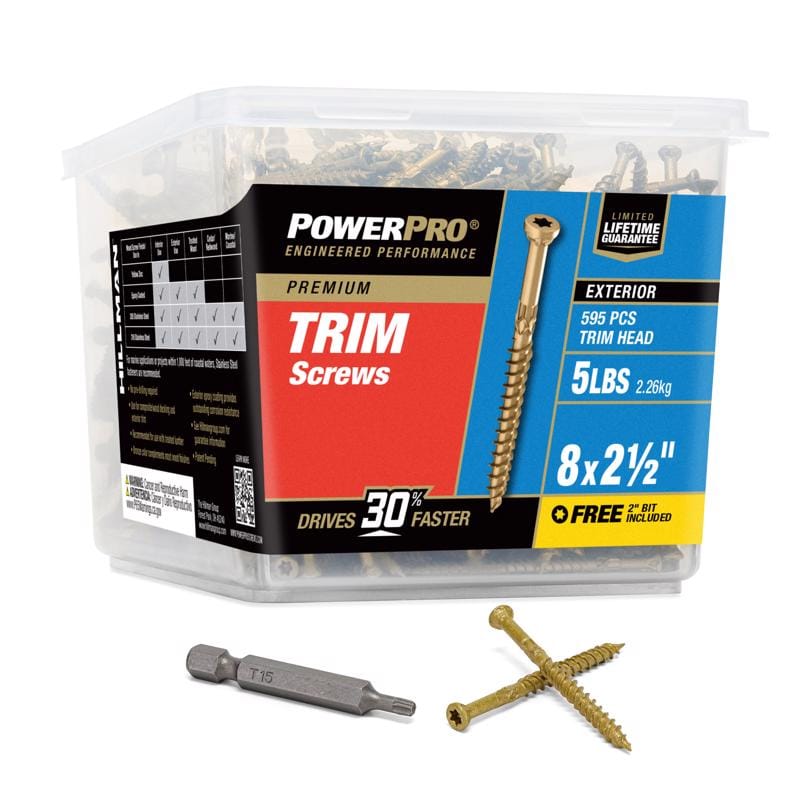 Hillman 48637V4 Power Pro No. 8 X 2-1/2 in. L Star Coarse Trim Screws 595 pk