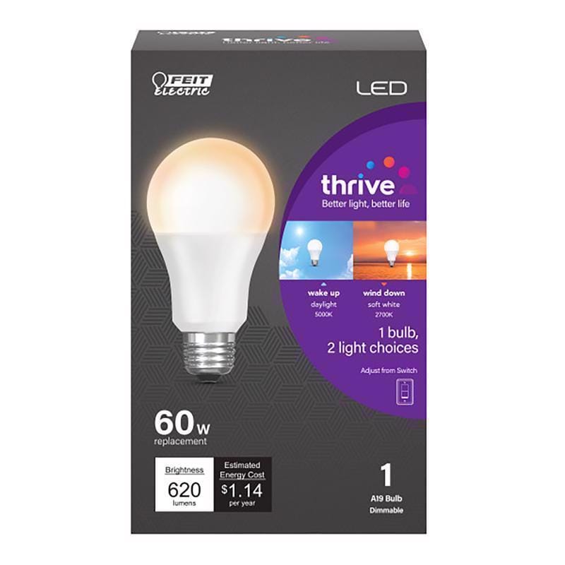 Feit A800/HLTH/LEDI A19 E26 (Medium) LED Bulb Color Changing 60 Watt Equivalence 1 pk