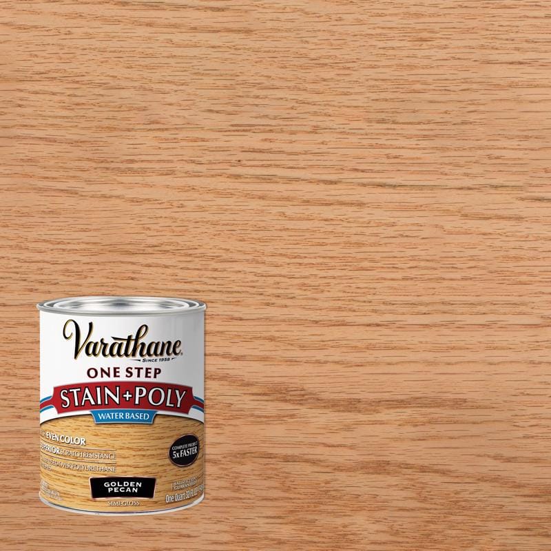 Varathane 336347 Semi-Gloss Golden Pecan Water-Based Acrylic Modified Urethane One-Step Stain/Poly 1 qt