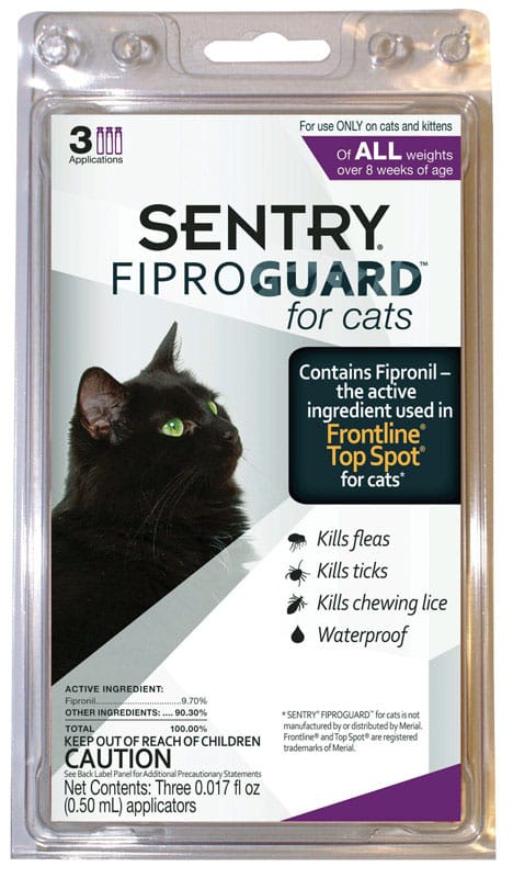Sentry 03438 Fiproguard Liquid Cat Flea Treatment 9.70% Fipronil and 90.30% Other Ingredients 0.017 oz
