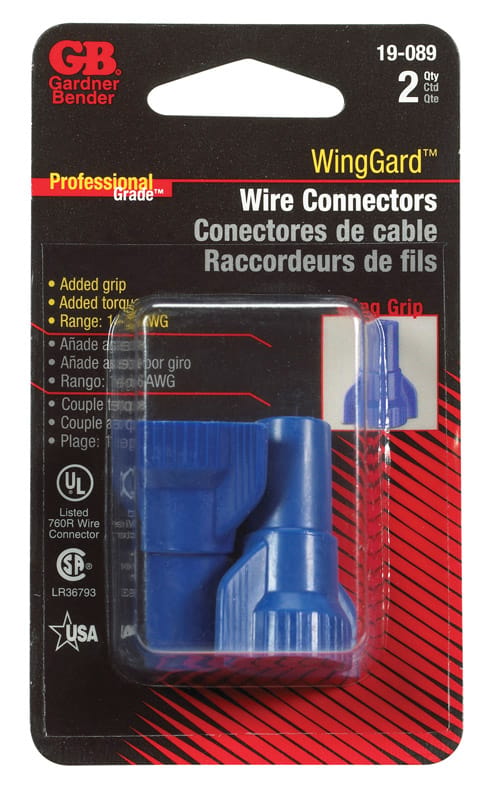 Gardner Bender 19-089 WingGard 14-6 Ga. Copper Wire Wire Connector Blue 2 pk