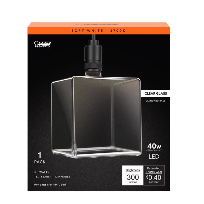 Feit Electric CUBECL927CAWFIL Feit Square E26 (Medium) Filament LED Bulb Soft White 40 Watt Equivalence 1 pk