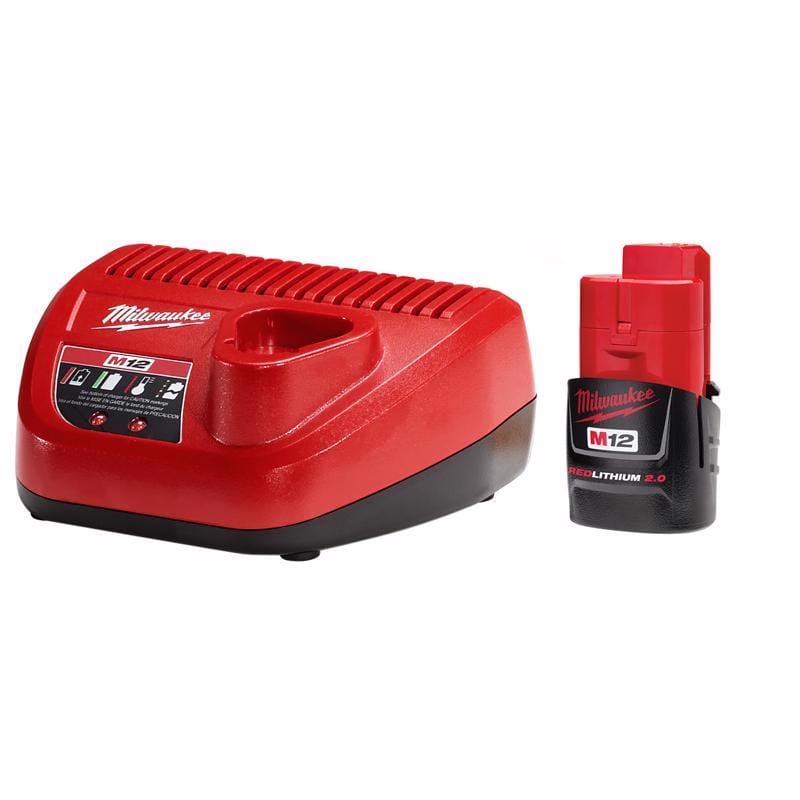 Milwaukee 48-59-2420 M12 RedLithium CP 2 Ah Lithium-Ion Battery and Charger 2 pc