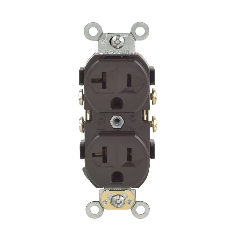 Leviton CBR20 20 amps 125 V Duplex Brown Outlet 5-20R 1 pk