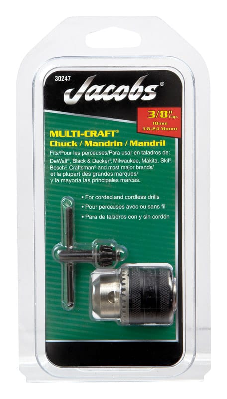 Jacobs 30247 3/8 in. Drill Chuck 3/8 in. 3-Flat Shank 1 pc