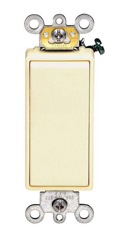 Leviton 05623-02I 20 amps Rocker Grounding Switch Ivory 1 pk