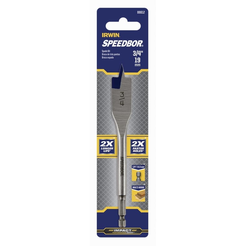 Irwin 88812 Speedbor 3/4 in. X 6 in. L Carbon Steel Wood Boring Bit Hex Shank 1 pc
