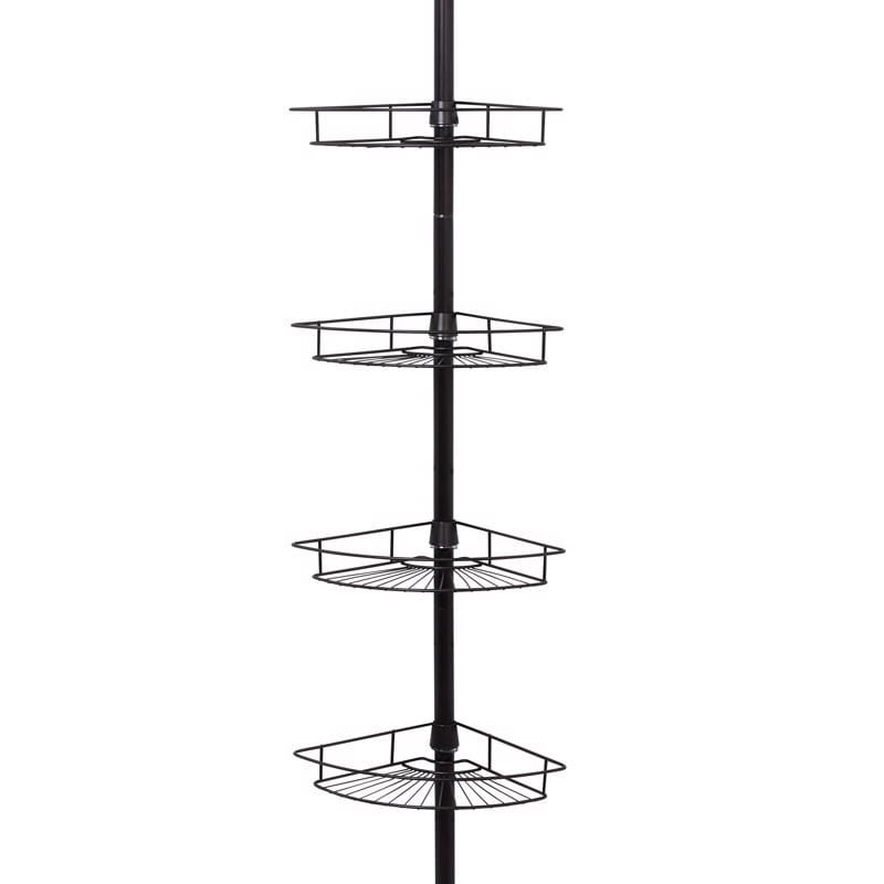 Zenna Home 2156BK 97 in. H X 11.5 in. W X 11.5 in. L 4-Shelf Corner Shower Caddy