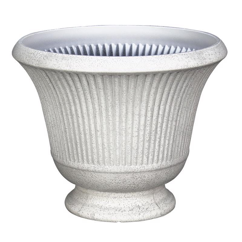 L&G PVE8016TSI 12.9 in. H X 16 in. D Polyresin Pedestal Urn Planter Stone