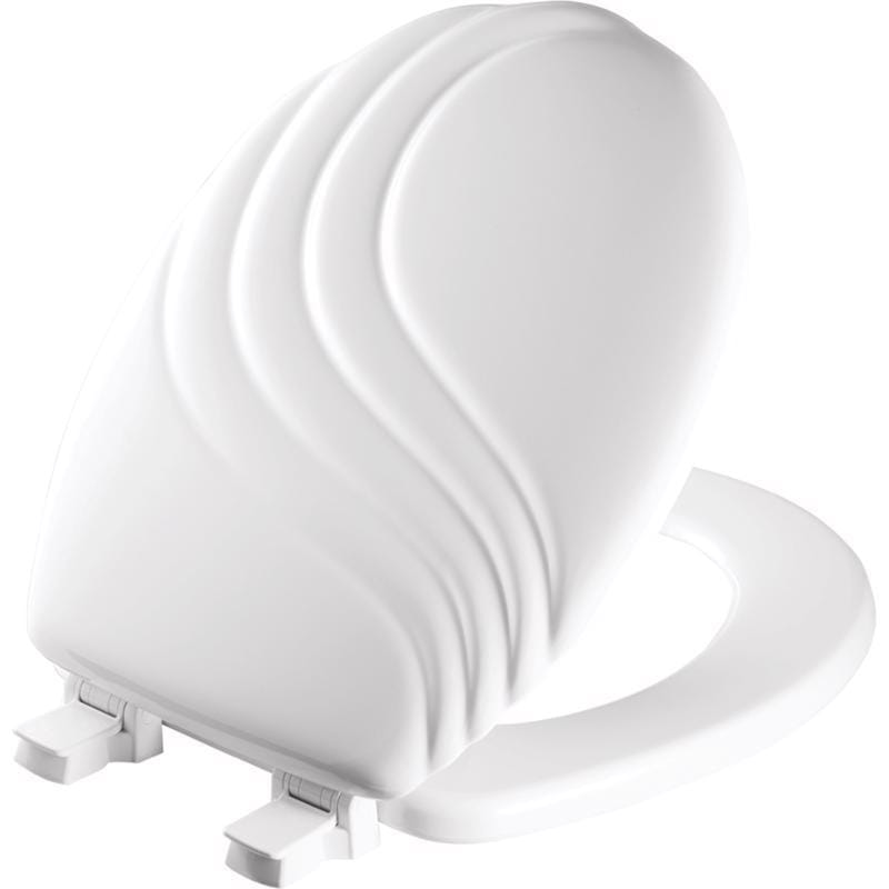 Mayfair BY Bemis 27EC-000 Swirl Round White Enameled Wood Toilet Seat