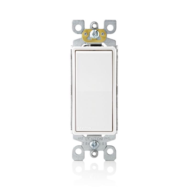 Leviton 05603-2AW 15 amps 3-Way Antimicrobial Treated Rocker AC Quiet Switch White 1 pk