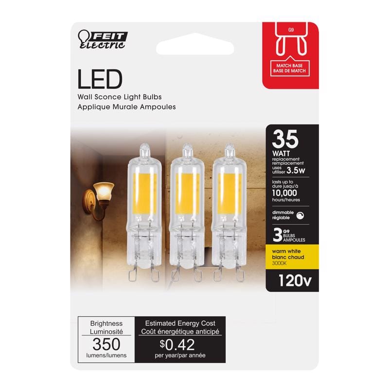 Feit BP35G9830LED3PK T4 G9 LED Bulb Warm White 35 Watt Equivalence 3 pk