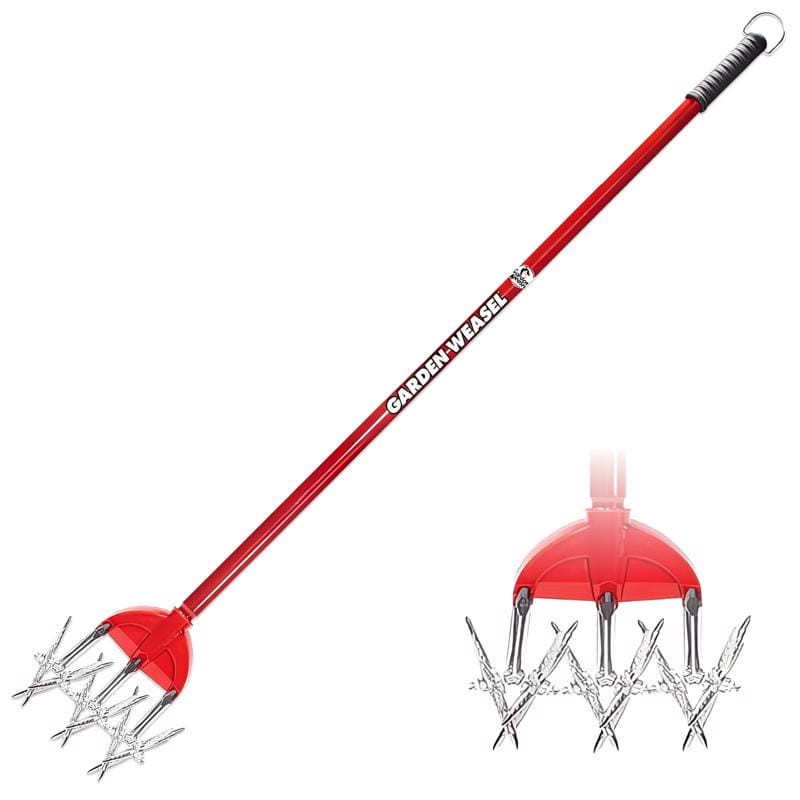 Garden Weasel 90206 3 Tine Steel Rotary Hand Cultivator 55 in. Steel Handle