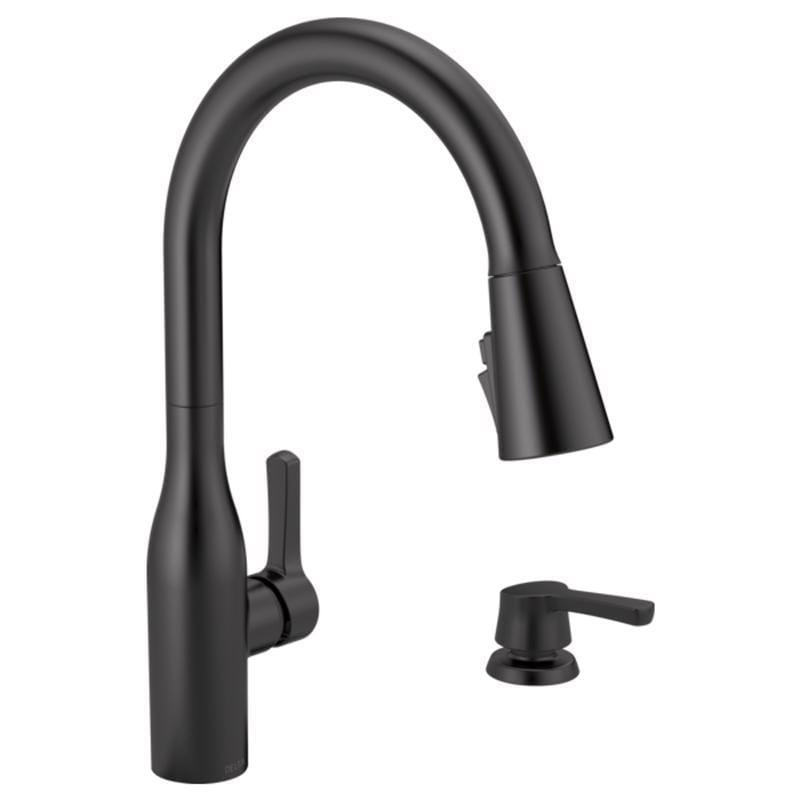 Delta 19780Z-BLSD-DST Marca One Handle Matte Black Pull-Down Kitchen Faucet