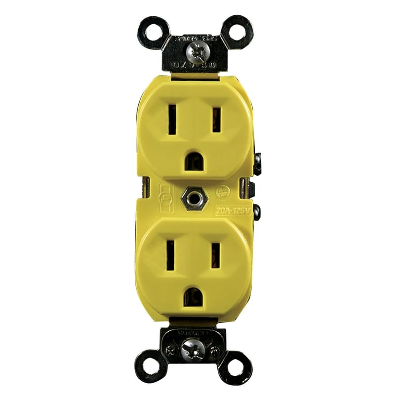 Leviton WBR15-00Y 15 amps 125 V Duplex Yellow Outlet 5-15R 1 pk