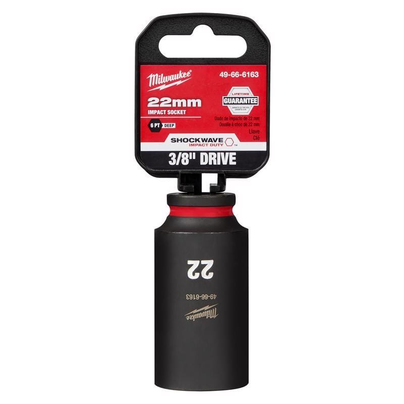 Milwaukee 49-66-6163 Shockwave 22 mm X 3/8 in. drive Metric 6 Point Deep Impact Socket 1 pc