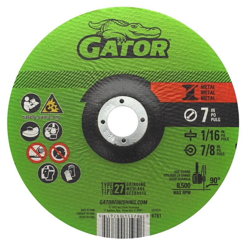 Gator 9761 7 in. D X 7/8 in. X 1/16 in. thick Aluminum Oxide Type 27 Metal Cut-Off Blade 1 pk