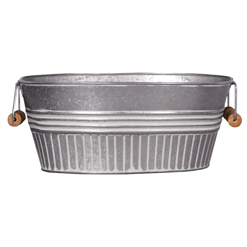 Robert Allen MPT01637 9 in. H X 14 in. W X 6 in. D Metal Tub Planter Galvanized